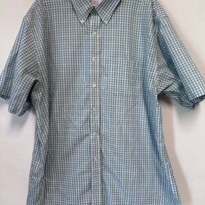 Men's Blue and Green Checkered Shirt XL Brookes  brothers